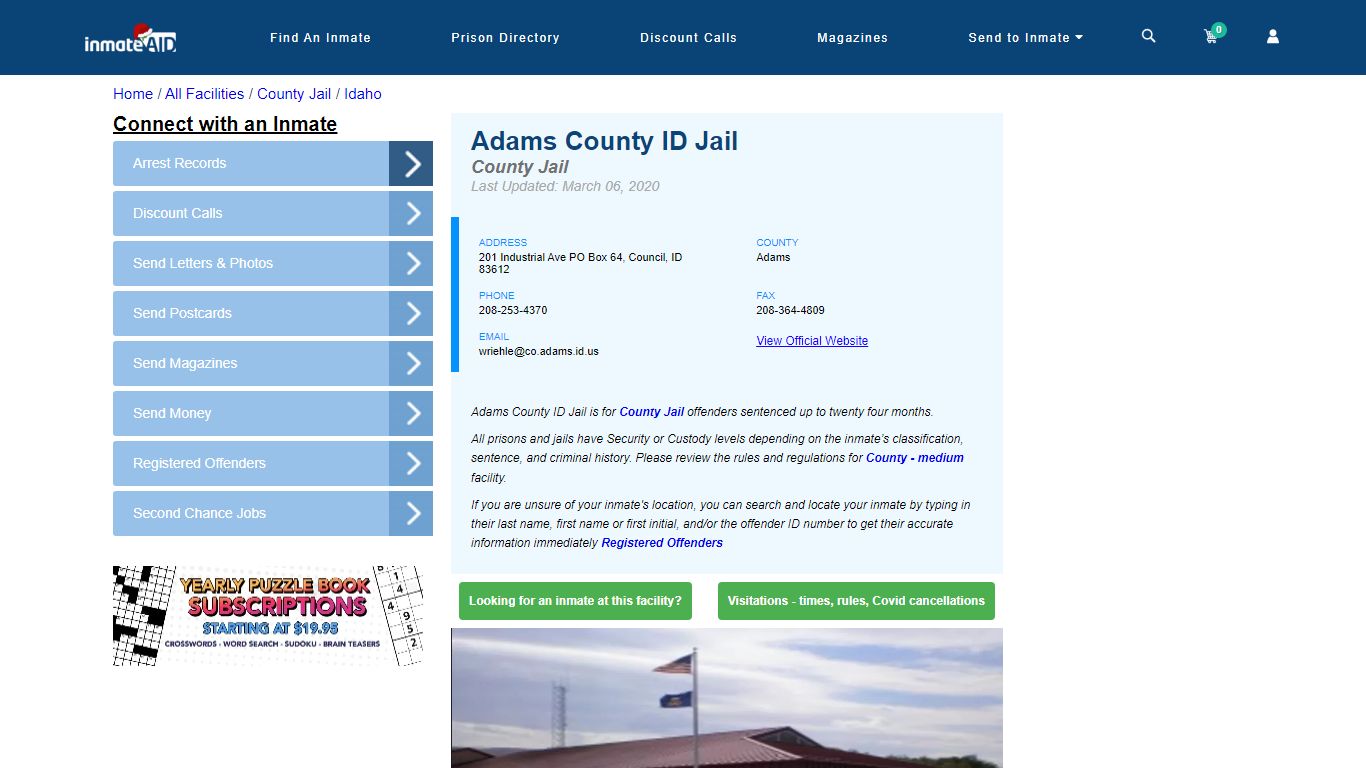 Adams County ID Jail - Inmate Locator - Council, ID