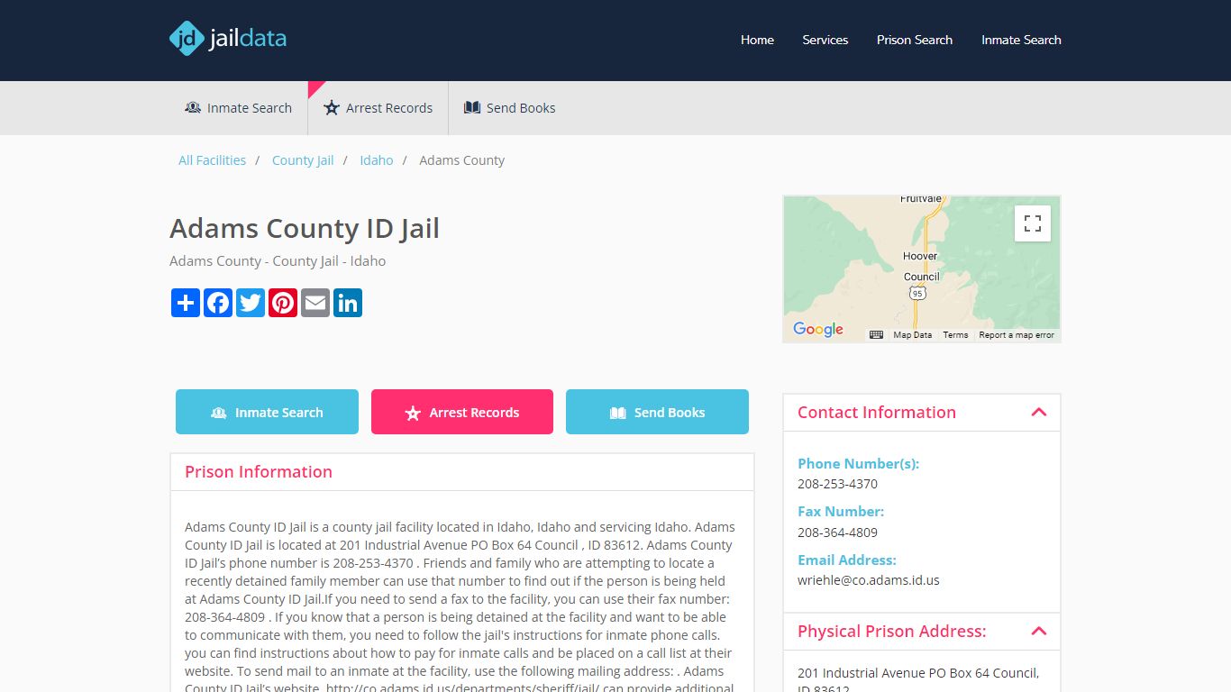 Adams County ID Jail Inmate Search and Prisoner Info - Council, ID
